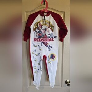 Vintage 80's NFL Kids Washington Redskins Full Zip Footie Pajamas 4T Made In USA